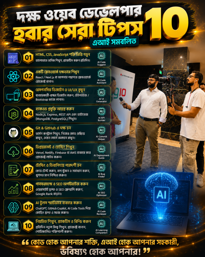 ওয়েব ডেভেলপার হবার সেরা ১০ টিপস